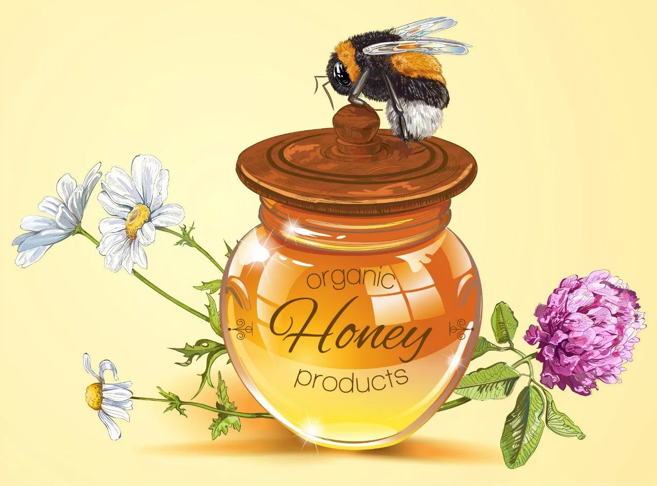 Нектар рисунок. Мёд цветочный. Баночка для меда. Пчелы и мед. Мед и цветы.