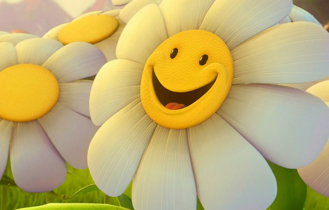 Песня живи улыбайся. Цветочек улыбается. Ромашка улыбается. Всемирный день улыбки. Улыбка открытка.
