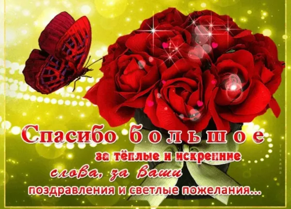 Благодарность коллективу за поздравление