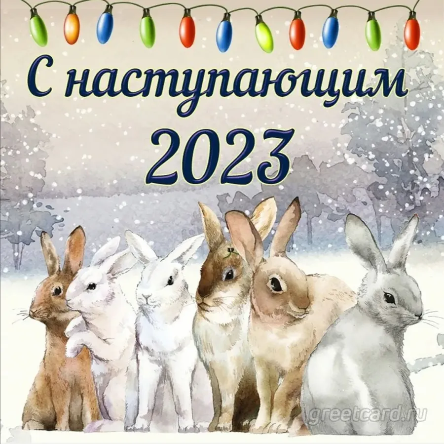 Новогодние открытки с наступающим 2023 год кролика