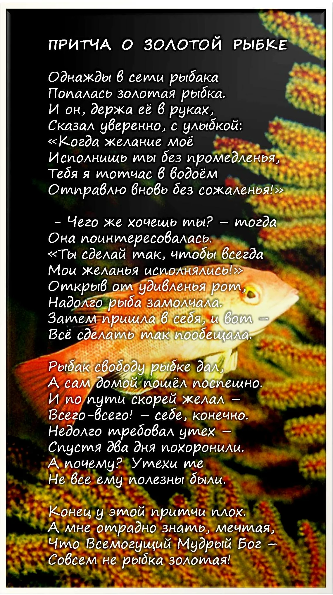 Фото Стихи к подарку золотая рыбка #50
