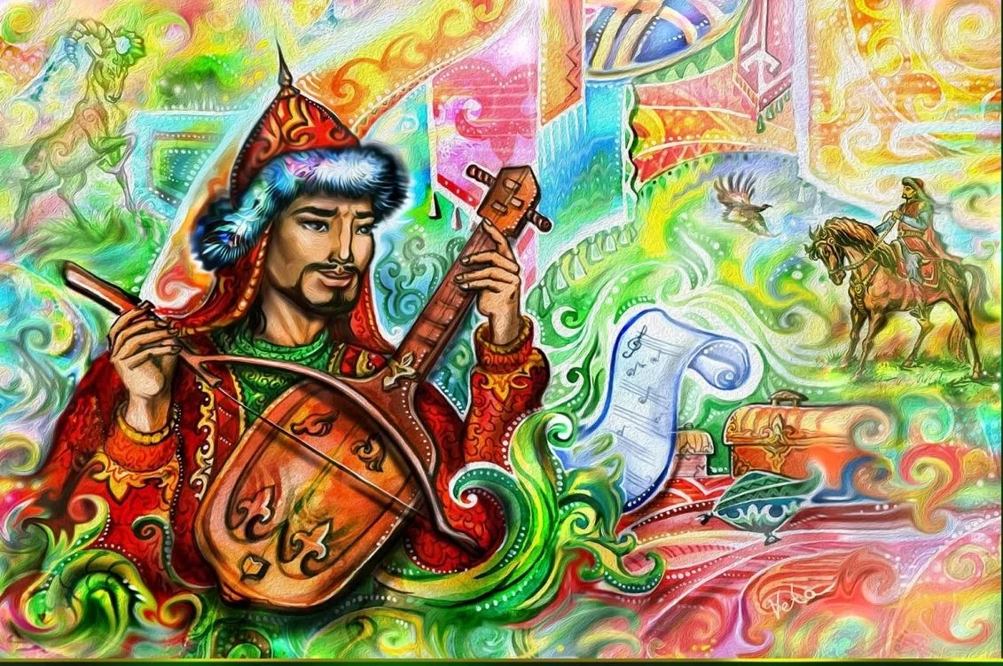 Казахские картины. Казахские иллюстрации. Картины в казахском стиле. Казахские сказки.
