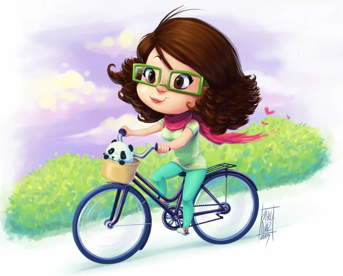 Езди картинки. Девочка катается на велосипеде. Велосипед для девочки. Велосипед рисунок. Девочка на велосипеде мультяшная.