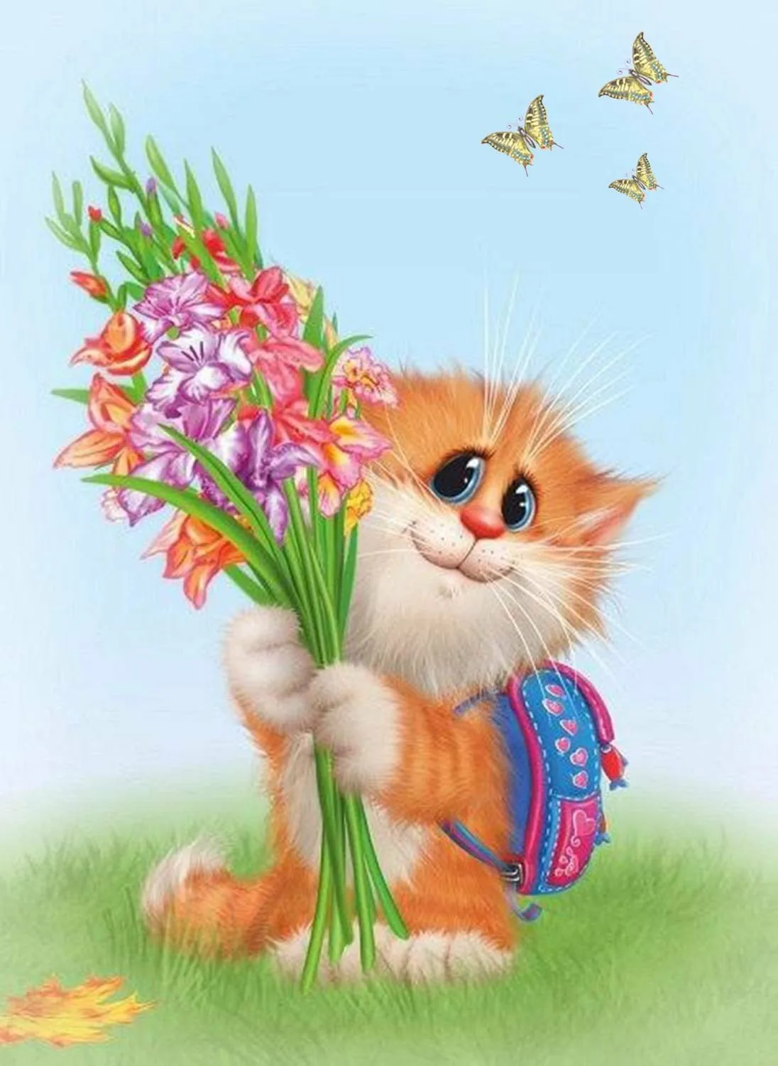 Открытка кот с цветами. Кот с цветами. Котики цвета. Кот с цветочком. Кот дарит цветочек.