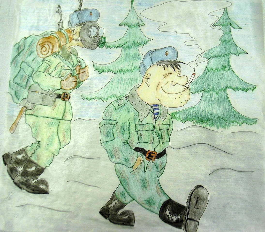 Дембельский год. Военный рисунок. Рисунок на тему армия. Рисунки на военную тему. Армейские рисунки.