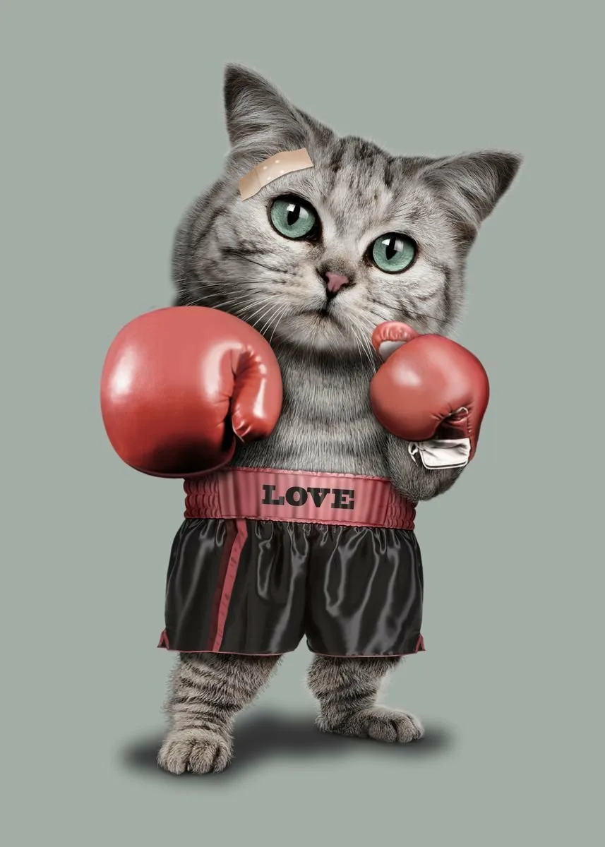Поздравление боксеру. Котик в боксерских перчатках. Кот боксер. Кот спортсмен.